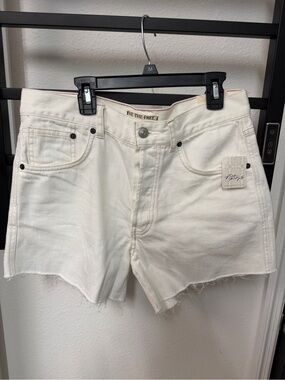 We The Free White Denim High-Rise Cutoff Shorts